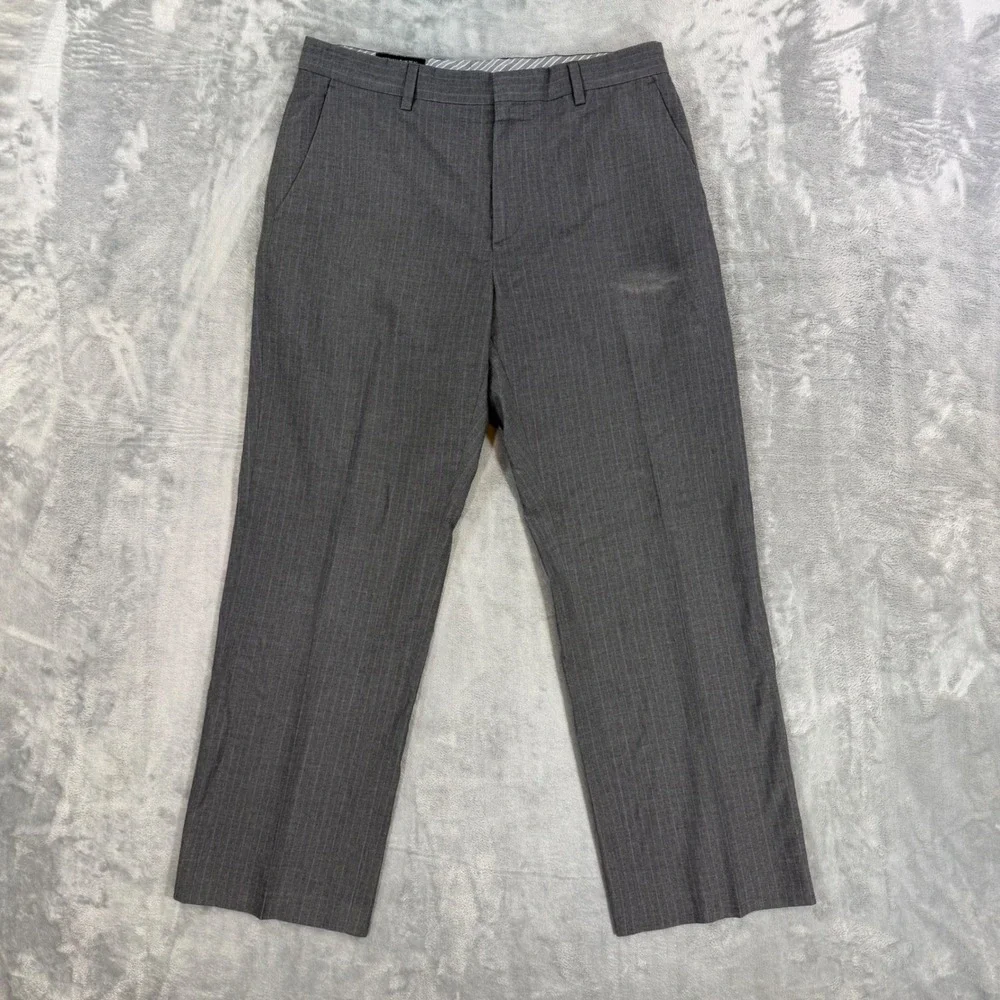 Banana Republic Classic Fit Dress Pants Men's Size 33x30 Gray Striped Trousers